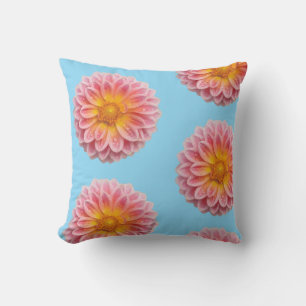Coussin Dahlia rose et gouttes de ragoût