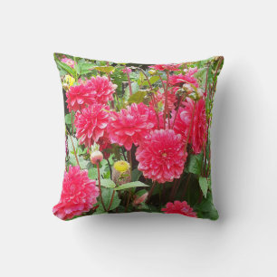 Coussin Dahlia rose profond
