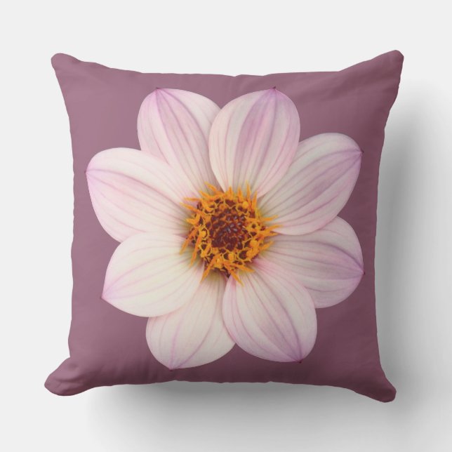 Coussin Dahlia rose sur #945E76 (Recto)