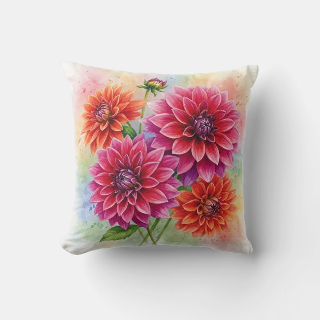 Coussin Dahlias Flowers (Recto)