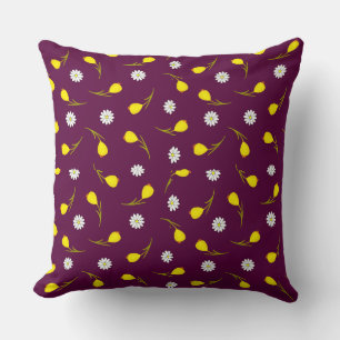 Coussin Dainty Jaune Floral Répétition Art Motif