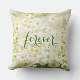 Coussin Daisées d'été Daisy Flower Mariage pour toujours