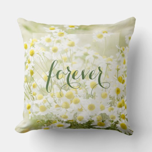 Coussin Daisées d'été Daisy Flower Mariage pour toujours (Recto)