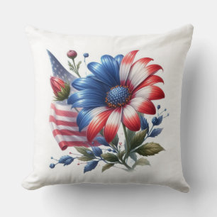 Coussin Daisées patriotiques et drapeau américain