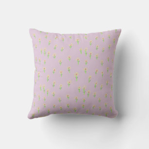 Coussin Daisies minimalistes simples sur fond rose violet