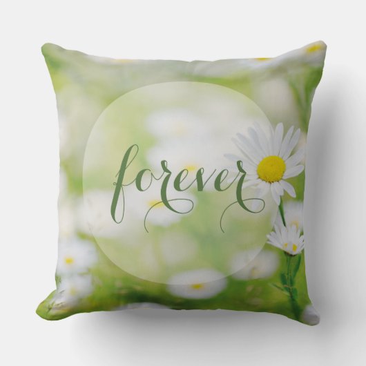 Coussin Daisy Daisies Fleur Floral Mariage d'été pour touj (Recto)