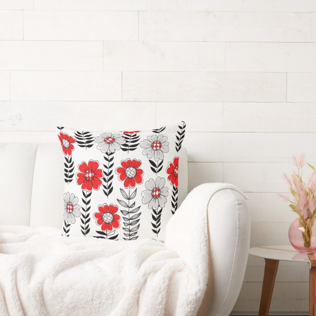 Coussin Daisy dooda en rouge et noir (Canapé)