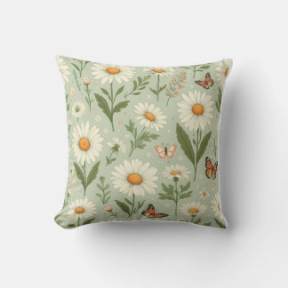 Coussin Daisy Dreams – Floral & Butterfly Throw Pillow