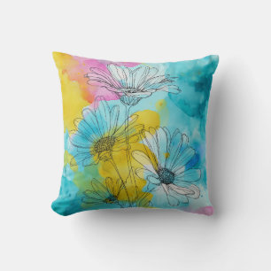 Coussin Daisy Flower Floral Jeu d'oreiller cadeau