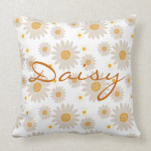 Coussin Daisy name reveal custom retro daisy boho flower