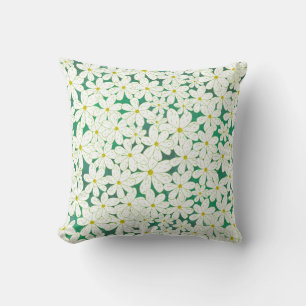 Coussin Daisy Patch - Marguerites blanches sur fond émerau