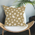 Coussin Daisy Retro Vintage les années 70 Floral Green Mot<br><div class="desc">Super, branché, rétro années 60 et les années 70 déco est de retour ! C'est un design coloré avec une motif claire et aérée pleine de marguerites mod en jaune et blanc. Art créé et dessiné graphiquement par Audrey Jeanne Roberts, artiste de renommée internationale, et dessiné graphiquement dans ce motif...</div>