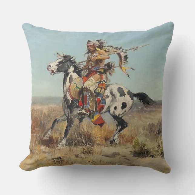 Coussin « Dakota Chief » par Charles M. Russell (Recto)