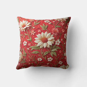 Coussin Dalia rouge vibrant floral élégant