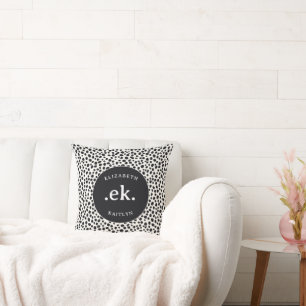 Coussin Dalmatian Chien Motif Abstrait Monogramme