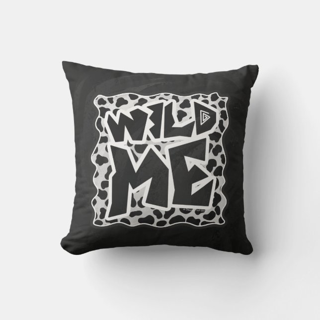 Coussin Dalmatie noir et blanc avec moi sauvage (Recto)