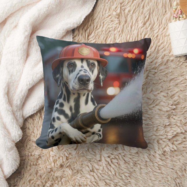 Coussin Dalmatien avec une lance à incendie (Couverture)