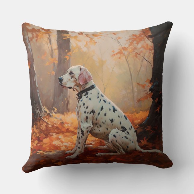 Coussin Dalmatien en automne Feuilles automne Inspirer (Verso)