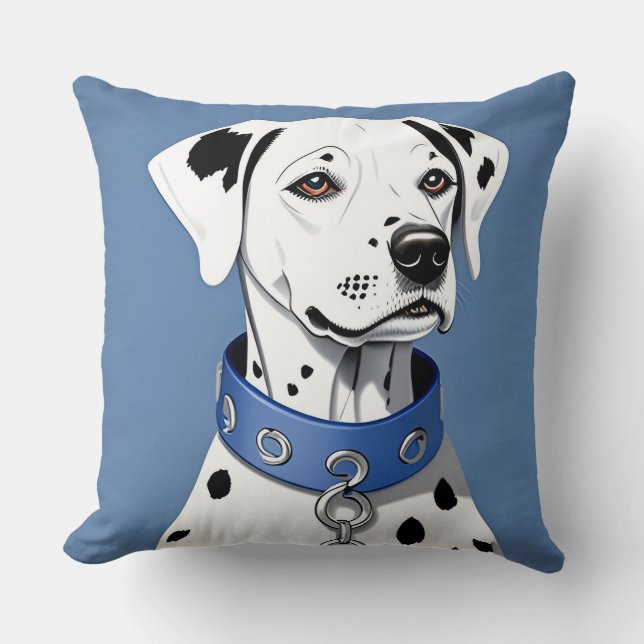 Coussin Dalmatien portant un collier bleu (Recto)