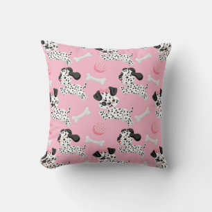 Coussin Dalmatiens Chiots Taches Noires Jouet Balle Rose B