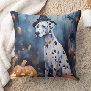 Coussin Dalmation d'Halloween avec effroi Citrouille
