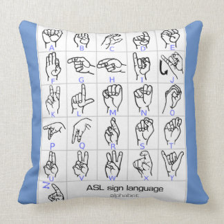 Coussin d'ALPHABET de LANGUE DES SIGNES