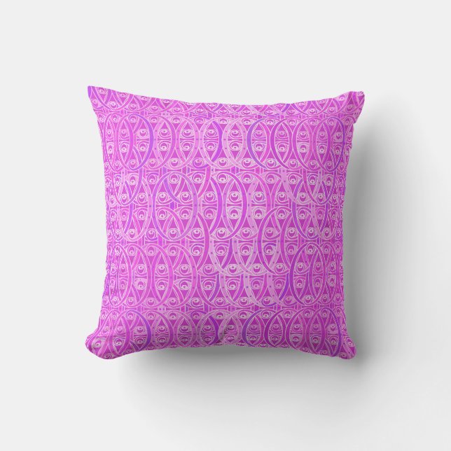 Coussin Damas arabesques - lavande et orchidée (Recto)