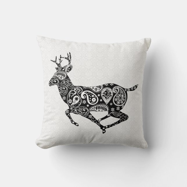 Coussin Damas Blanches Et Cerfs (Recto)
