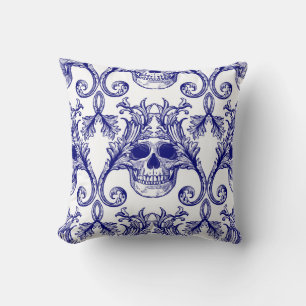 Coussin damas bohème, ornement sans couture du crâne.