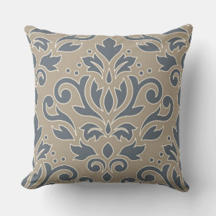 Coussin Damas de défilement Lg Design Crème Ligne Bleue Sa