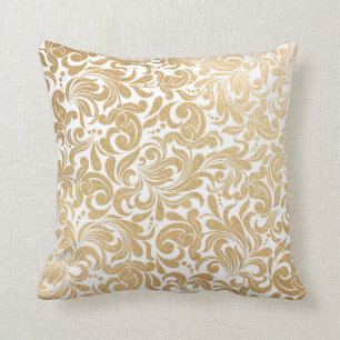 Coussin Damas de tourbillons d'or
