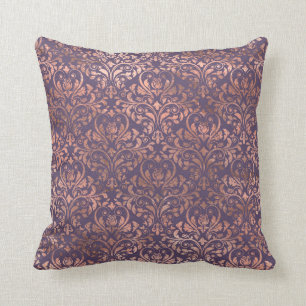 Coussin Damas d'or Rose sur violet