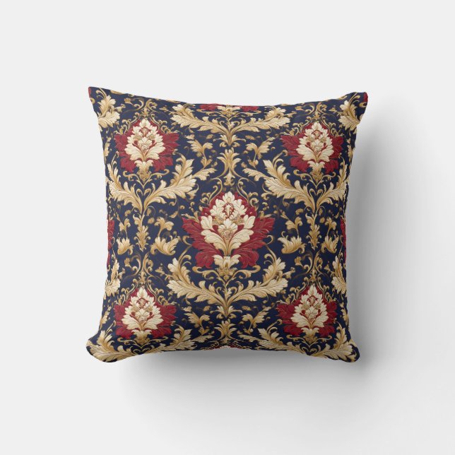 Coussin Damas floral Art Nouveau doré (Recto)
