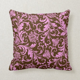 Coussin Damas Florales Vintages Brown Et Roses