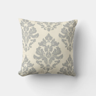 Coussin Damas gris doux sur la crème