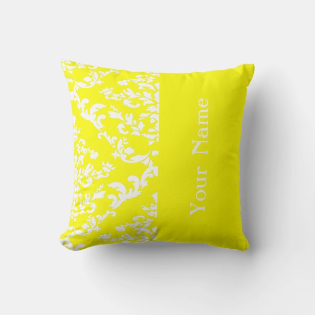Coussin Damas jaunes gras avec nom @ Emporiomoffa (Recto)