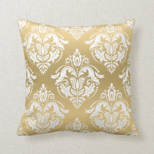 Coussin Damas réversible blanc et or