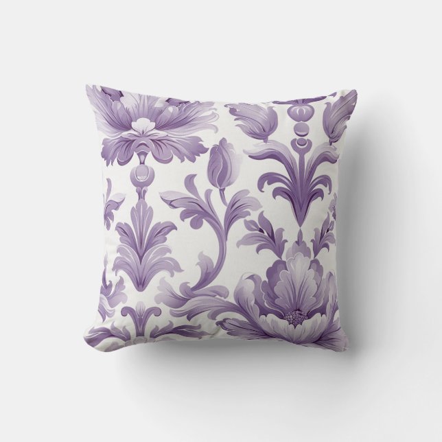 Coussin Damas texture luxueuse de fleur décorative violett (Recto)
