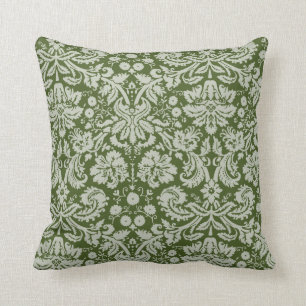 Coussin Damas vert de mousse foncée