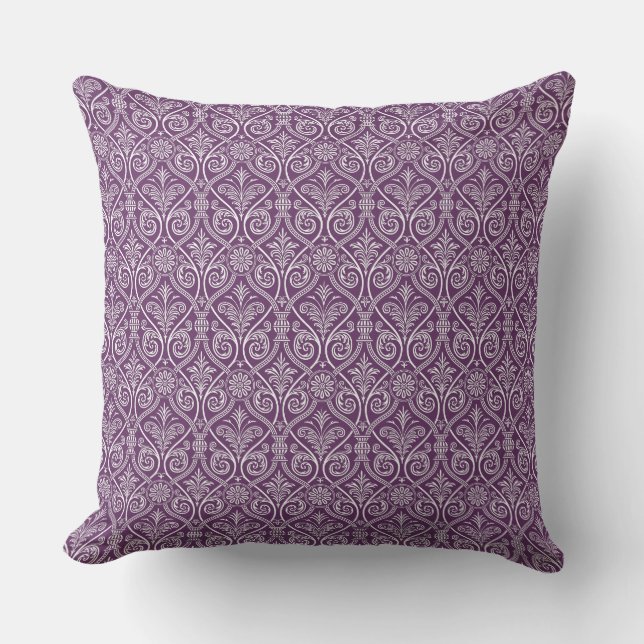 Coussin Damas violet et blanc (Recto)