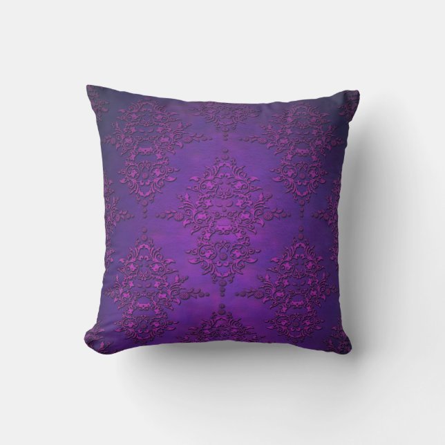 Coussin Damas violet vibrant élégant (Recto)