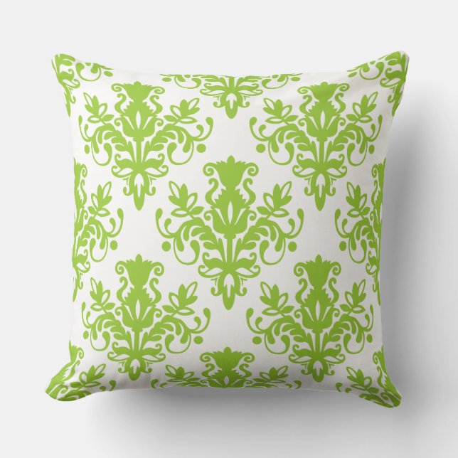 Coussin Damask 02 Motif - Martian Green sur blanc (Recto)