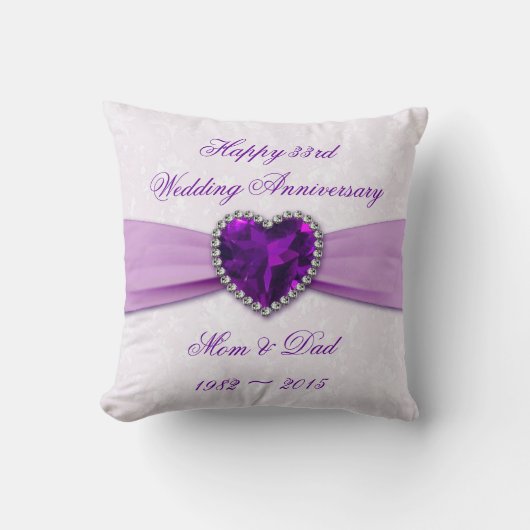 Coussin Damask 33e anniversaire Mariage Jeu d'oreiller (Recto)