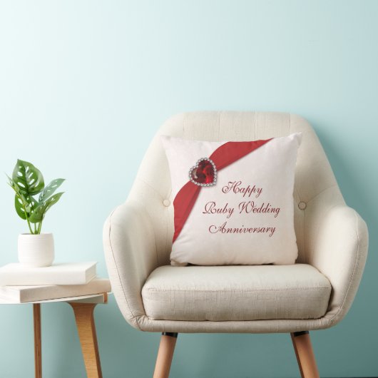 Coussin Damask 40e anniversaire Mariage Jeu d'oreiller (Chaise)