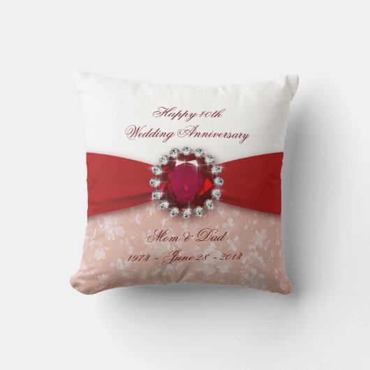 Coussin Damask 40e anniversaire Mariage Jeu d'oreiller (Recto)