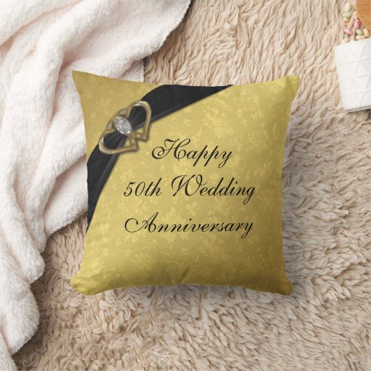 Coussin Damask 50e anniversaire Mariage Jeu d'oreiller (Couverture)