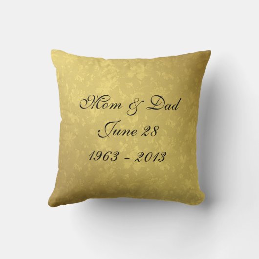 Coussin Damask 50e anniversaire Mariage Jeu d'oreiller (Verso)