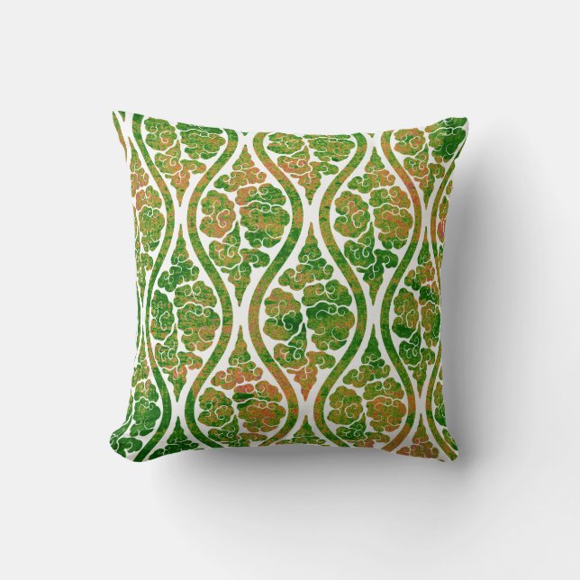 Coussin Damask Green Grunge Look (Recto)
