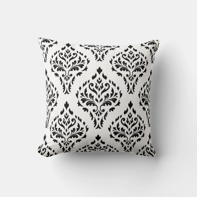 Coussin Damask Leafy Baroque Repeat Motif B&W II (Recto)