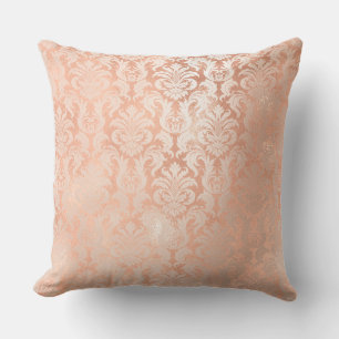 Coussin Damask Royal Metal Cuivre Peach Rose Rose Or